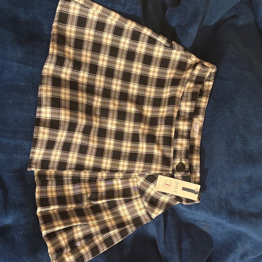 Jolt Black and Cream Plaid Mini Skirt